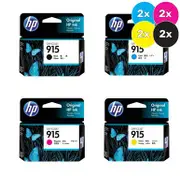 HP 915 Ink Cartridge Value Pack (8) - Includes: [2 x Black, 2 x Cyan, Magenta, Yellow]