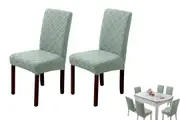 2pcs Chair Cover Universal Fitted Jacquard Seat Protector Cover for Party Home Kitchen Decor-Green