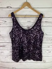 Monsoon Sequin Top 18 Purple Vest Top Sleeveless Stretch BNWT