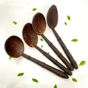 Handmade Natural Coconut Shell Spoon Set 4Pcs uncomon spoon git idaea