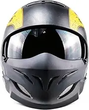 Retro Combo Helmet Half Helmet Motorcycle 3/4 Semi Rugged Helmet with Visor Compact Light Helmet Jet Helmet Quick Release Buckle Motocross Kit for Scooter Cruisers