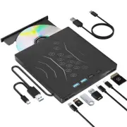 7 in 1 External DVD Drive, External CD/DVD Drive for Laptop USB 3.0 & Type-C,...