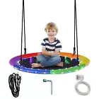 100cm Saucer Tree Swing 300KG for Kids Adults Outdoor w/LED Lights Rainbow Color