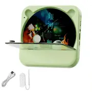 Portable Home CD Music Player+Remote Control Bluetooth 5.1 CD Player Dust Cover Radio Display for Kids Gift C Light Green