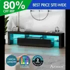 ALFORDSON Entertainment Unit 160cm TV Stand LED Light Storage Gloss Black