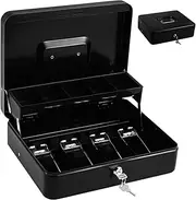 GANAZONO 1Set Capacity Cash Box with Key Lock Portable Metal Money Organizer for Cash Savings Secure Locking Safe for Small Business with Ample Storage Space and Construction