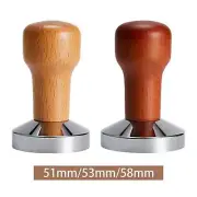 51/53/58mm Coffee Tamper Coffee Ground Press Wooden Handle Barista Tool Flat