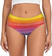 [SAAKE] Colorful Rainbow Stripe Print Women's Briefs XS S M L XL XXL 3XL 4XL Plus Size Briefs Bikini Ladies Underpants