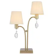 Malvern Vintage Table Desk Lamp Light Metal Crystal Fabric Antique Silver Satin