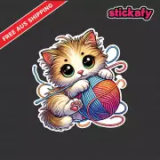 Kitten with Yarn Sticker | Vinyl Car Decal Funny Aussie Meme Adult 4wd 4x4 Ocean