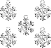 Happyyami DIY Jewelry Charms 10 Pcs Christmas Snowflake Silver Pendant for Necklace Bracelet Earrings Making