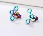 Serotonin molecule rainbow metal studs-6 PAIRS
