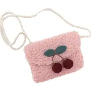 Coin Purse and Handbag Children Wallet Kid Crossbody Bag Winter Woolen Cherry Baby Girl Small Change Purse