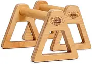WOODPOWER® - PowerBars, Wooden Parallettes Push Up Bars, Joint-Friendly Beech Wood Calisthenics Equipment for Home, Durable Handstand Trainer Push Up Handles for Floors, XL