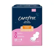 Carefree Ultra Thin Pads for Women, Overnight Pads with Wings, 40ct |...