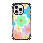 iPhone 16 Pro Bounce Case MagSafe Compatible Transparent Floral Pastel Colors 70s Retro Flower Power