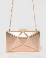 Rose Gold Geometric Large Clutch Bag