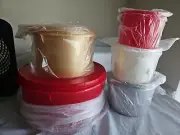 Tupperware Holiday Stacking Canister Set Of 5 New