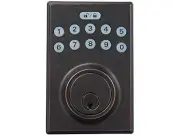 AMAZON BASICS ELECTRONIC KEYPAD DEADBOLT KEYED ENTRY - OIL BRONZE