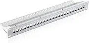 PureLink MCA051 Keystone Patch Panel 24 Port Keystone Holding Rail for Cable Management Optimised Marking Fields Earth Cable (Panel), Black