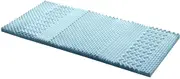Giselle Bedding 7 Zone Single Memory Foam Mattress Topper, Foldable Bed Mattresses Toppers Protector Bamboo Cool Cover Sleeping Mat Home Bedroom, 5cm Thick Removable Washable White Blue