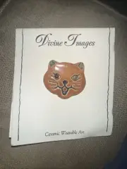Divine Images Ceramic Cat Brooch Wearable Art