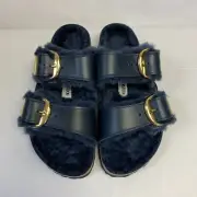 Birkenstock New w/ Box Arizona Big Buckle Shearling Midnight Oiled R Select Size