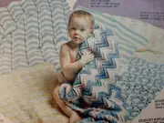 Vintage Baby Afghan Kit 100% DuPont Orlon Yarn Knits Inc Light Aqua Blue White