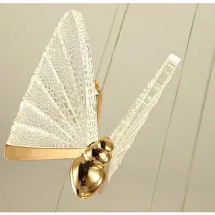 北歐創意現代金色 彩色蝴蝶吊燈 臥室走廊書房客廳床頭燈具