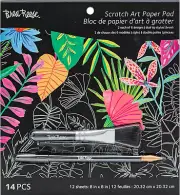 ® Scratch Art Paper Pad - Tropical, 12 Designs, Metallic Guided Art Craft, Easy