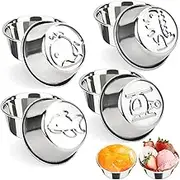 4 Pack Stainless Steel Pudding Cups,4oz Small Jello Molds with Cute Animal Pattern,Rust-Proof Multi-Purpose Kitchenware,Reusable Dessert Cups for Baking,Gelatin,Ice Cream,Chocolate,Dishwasher-Safe