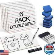 Dry Erase Boards 6 Pack, Double Sided Small Whiteboards with Lines for Kids,