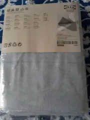 IKEA Lenda 100%Cotton Tab Top Pair of Drapes Light Blue Chambray New-Adjustable!