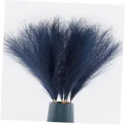 Faux Pampas Grass Large Fluffy 27.Inch TallPcs Artificial Fake 6 Navy Blue