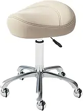Saddle Chair,Saddle Stool with Wheels,Ergonomic Rolling Stool with 360° Swivel,Adjustable Height and Trapezoidal Seat for Home Office Salon Shop