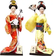 Set 2 Pieces Traditional Japanese Dolls Geisha Girl Geiko Kimono Ancient Doll Home Collection Art Decoration,A1,12 inch/4161 (Color : D37, Size : 12 inch)