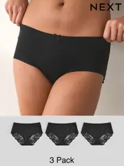 Black Midi No VPL Lace Back Briefs 3 Pack (E05004) | $36