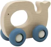 Kaper Kidz Wooden Grip Whale with Silicone Wheels - Ocean-Themed Push Toy