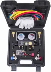 4 Valve Auto Truck A/C Manifold Gauge Set Compatible With Various Refrigerants