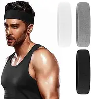 [homfanseec] 3 Pack Sports Headband for Women Men, Comfortable Sweatbands for Tennis, Basketball, Running, Gym, Working Out