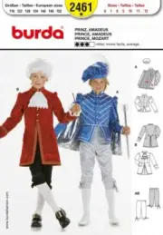 BURDA SEWING PATTERN 2461 GIRLS & BOYS 6-12 18TH CENTURY COSTUMES, MOZART PRINCE