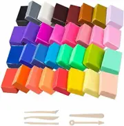 Clay Starter Kit Polymer 32 Colors Oven Bake with 5 Modeling Tools Toy Access...
