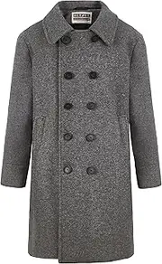 [WULFUL] Boys Double Breasted Wool Trench Coat Winter Pea Coat