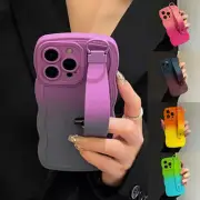 For iPhone 16 15 Pro Max 14 13 12 11 Gradient ShockProof Hand Strap Case Cover