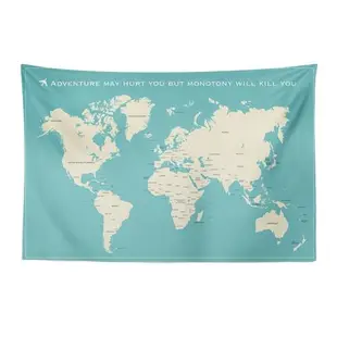 ins 地圖系列歐美掛布黑白彩色世界地圖墻面裝飾背景臥室書房掛毯