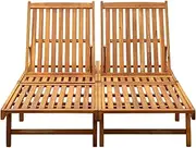 Camping Sunloungers Reclining Patio Chairs2-Person Sun Lounger Solid Acacia Wood**