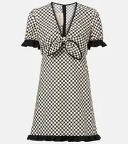 [Valentino] Valentino Ruffled polka-dot cotton poplin minidress AU 4 black