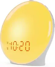 Wake Up Light Alarm Clock with Sunrise Simulation, Dual Alarms, 7 Colors, 7 Natural Sounds, FM Radio & USB Port – Sleep Aid Night Light for Kids & Adults