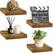 Square Floating Shelf for Wall - 4 Small Shelves with Invisible Mounting Bracket