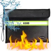 6500°F Fireproof Document Bag,Upgraded Fireproof Money Bag with Waterproof Zi...